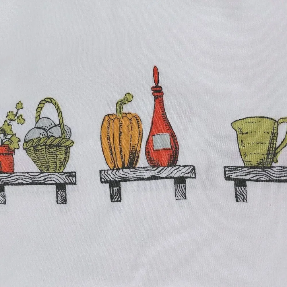 Vtg Vegetable Floral Table Cloth Rectangle Bridge 1960's 59.5x54